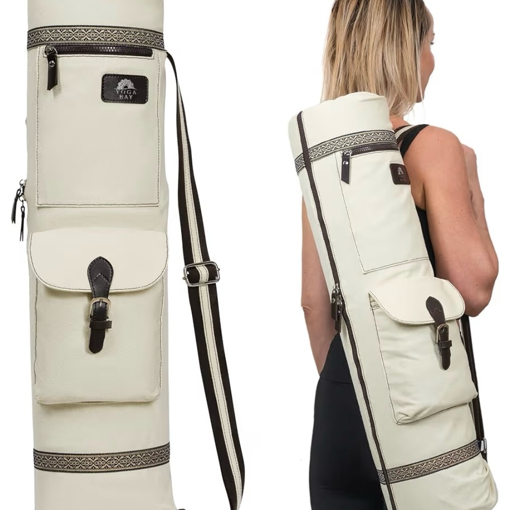 Canvas Cream Shoulder Bag with Brown Accents